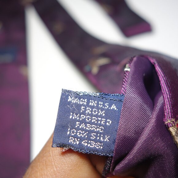 Vintage Ralph Lauren Duck Embroidered Silk Tie Hand Made In USA - Picture 6 of 6